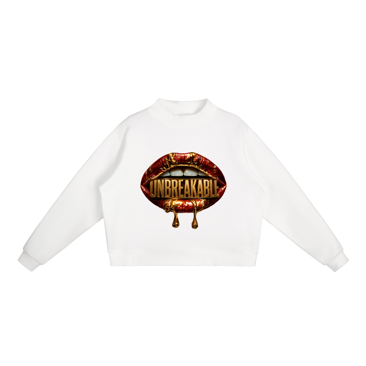 Unbreakable Lips Oversized Mock-Neck Sweatshirt