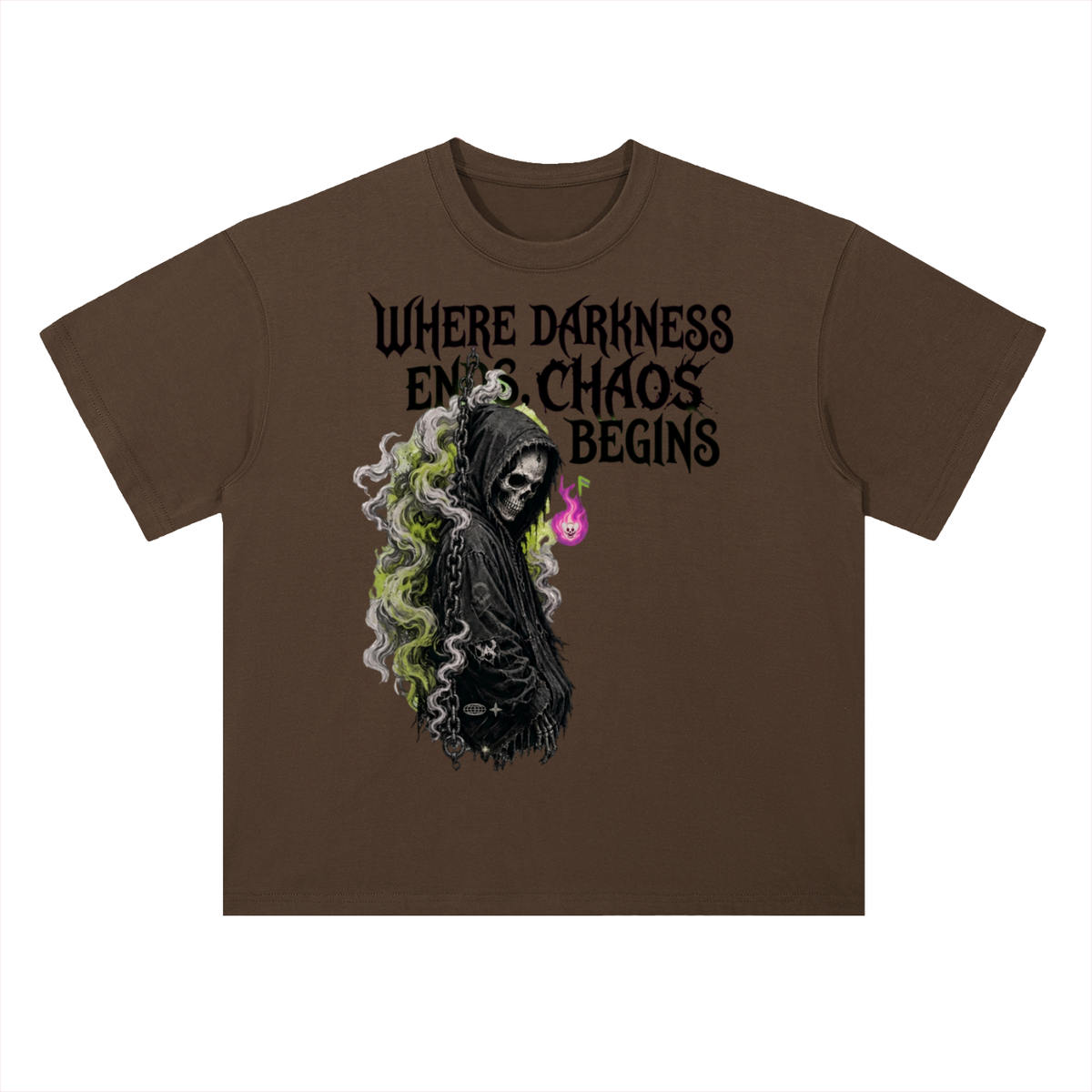 Where Darkness Ends Grim Reaper Graphic Drop Shoulder Tee