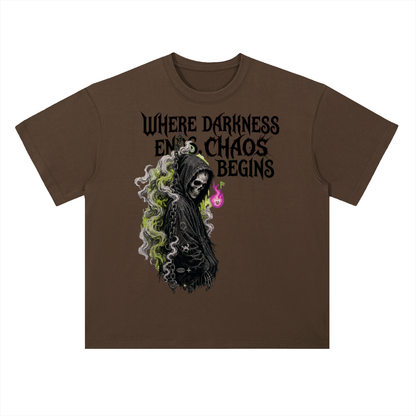 Where Darkness Ends Grim Reaper Graphic Drop Shoulder Tee