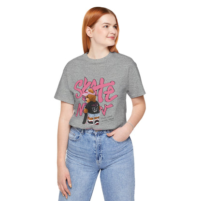 Skate Mom Bear Tee — Cute Pink Skateboard Graphic T-Shirt