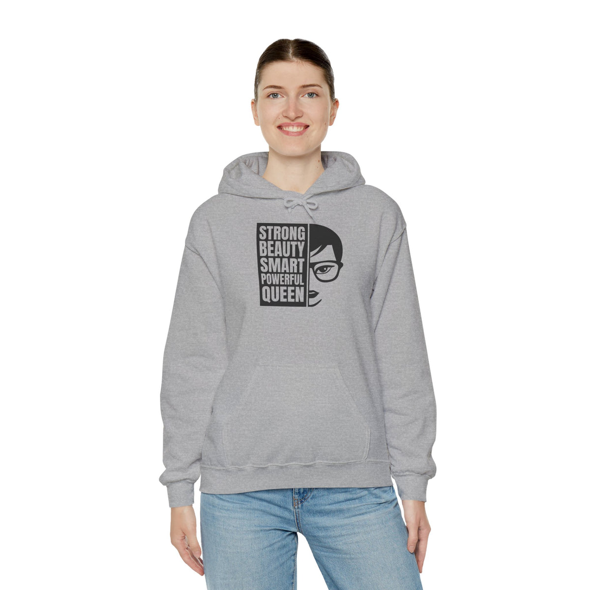 Queen Portrait Hoodie — "Strong Beauty Smart Powerful Queen" Empowerment Sweatshirt