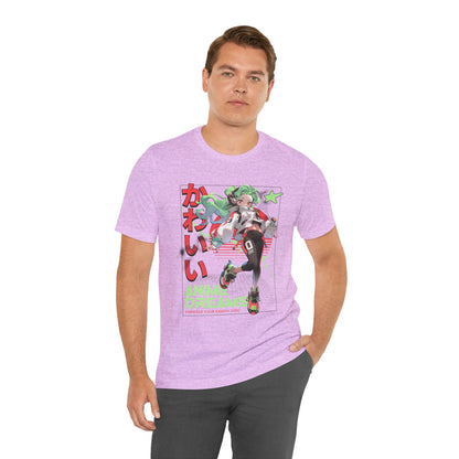 Anime Dreams Kawaii Tee — Neon Retro Anime Girl Graphic T-Shirt