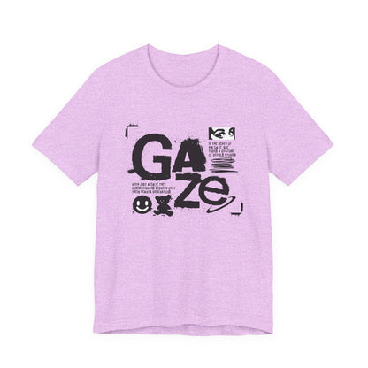 Gaze Typography Graphic Tee — Abstract Monochrome Text Art T-Shirt