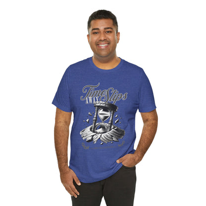 Time Slips Hourglass T‑Shirt — Vintage Black & White Graphic Tee