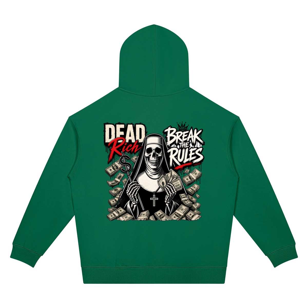 Burning Money Two-Sided Graphic Drop Shoulder Hoodie