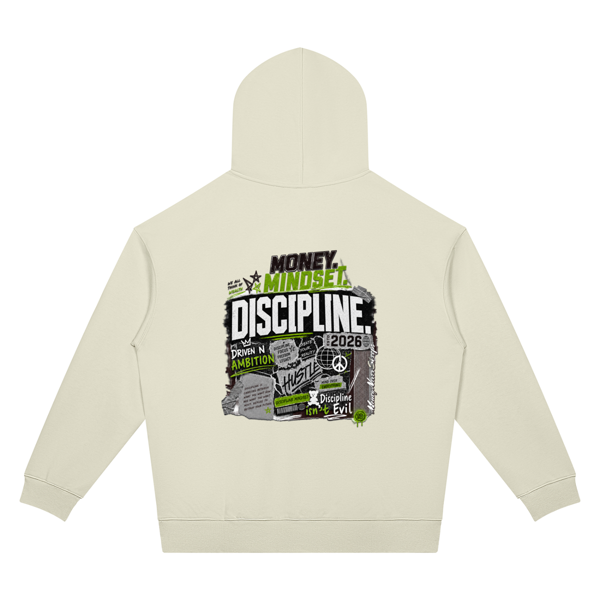 Money Mindset Discipline Two-Sided Graphic Hoodie