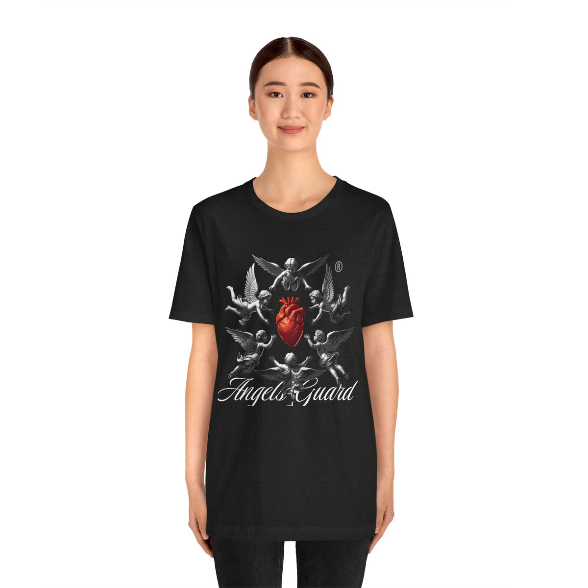 Angel Guard T‑Shirt — Sacred Heart & Cherub Graphic Tee