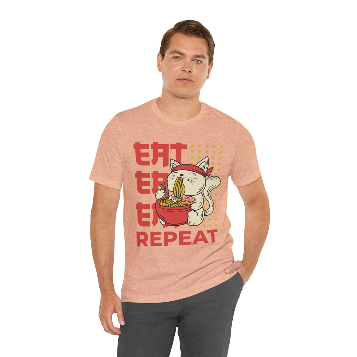 Ramen Cat Tee — "Eat Sleep Repeat" Cute Noodle Lover T-Shirt