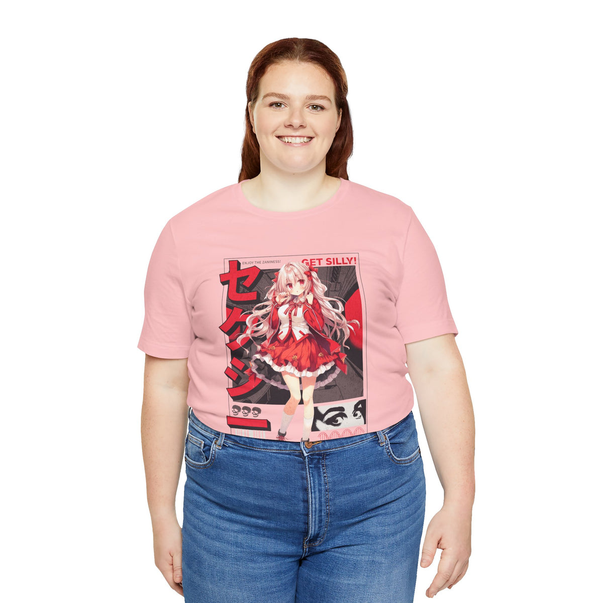 Anime Girl Graphic Tee — "Get Silly!" Red Harajuku Style T-Shirt