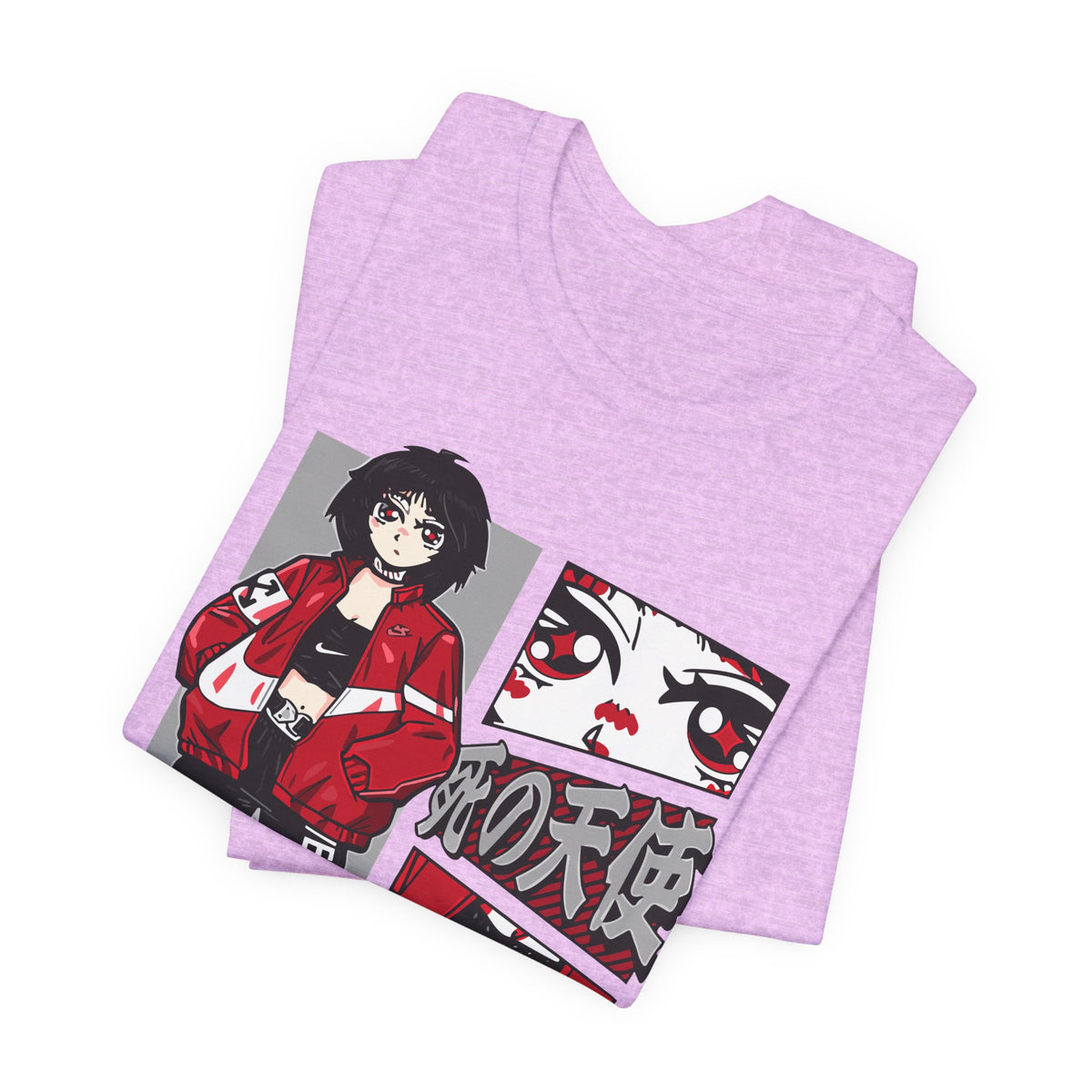 Anime Streetwear Tee — Red-Jacket Angel Graphic