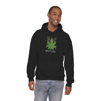 Cannabis Leaf Hoodie - "Get High" Retro Green Graphic Pullover