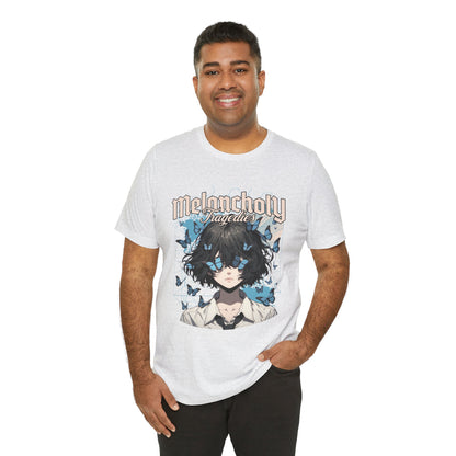 Melancholy Tragedia Anime Tee — Blue Butterflies Graphic T-Shirt