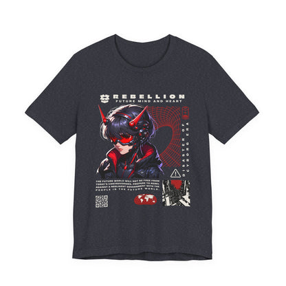 Anime Devil Girl Graphic Tee — "Rebellion" Cyberpunk Streetwear