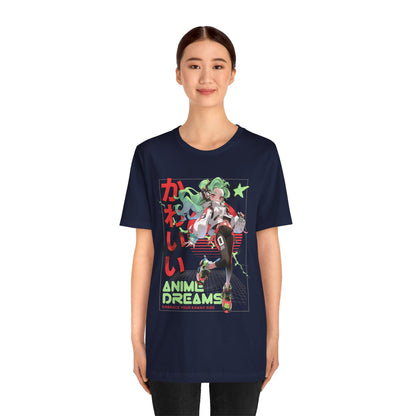 Anime Dreams Kawaii Tee — Neon Retro Anime Girl Graphic T-Shirt