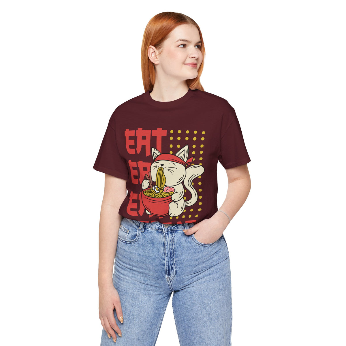 Ramen Cat Tee — "Eat Sleep Repeat" Cute Noodle Lover T-Shirt