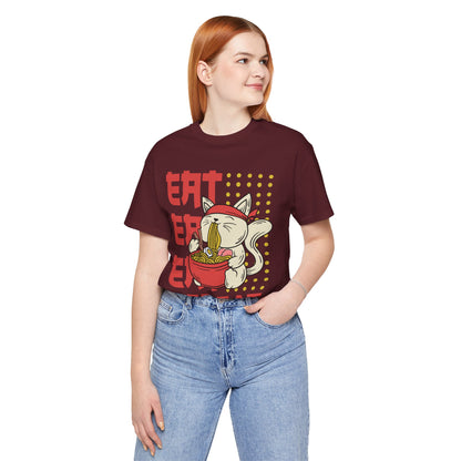Ramen Cat Tee — "Eat Sleep Repeat" Cute Noodle Lover T-Shirt