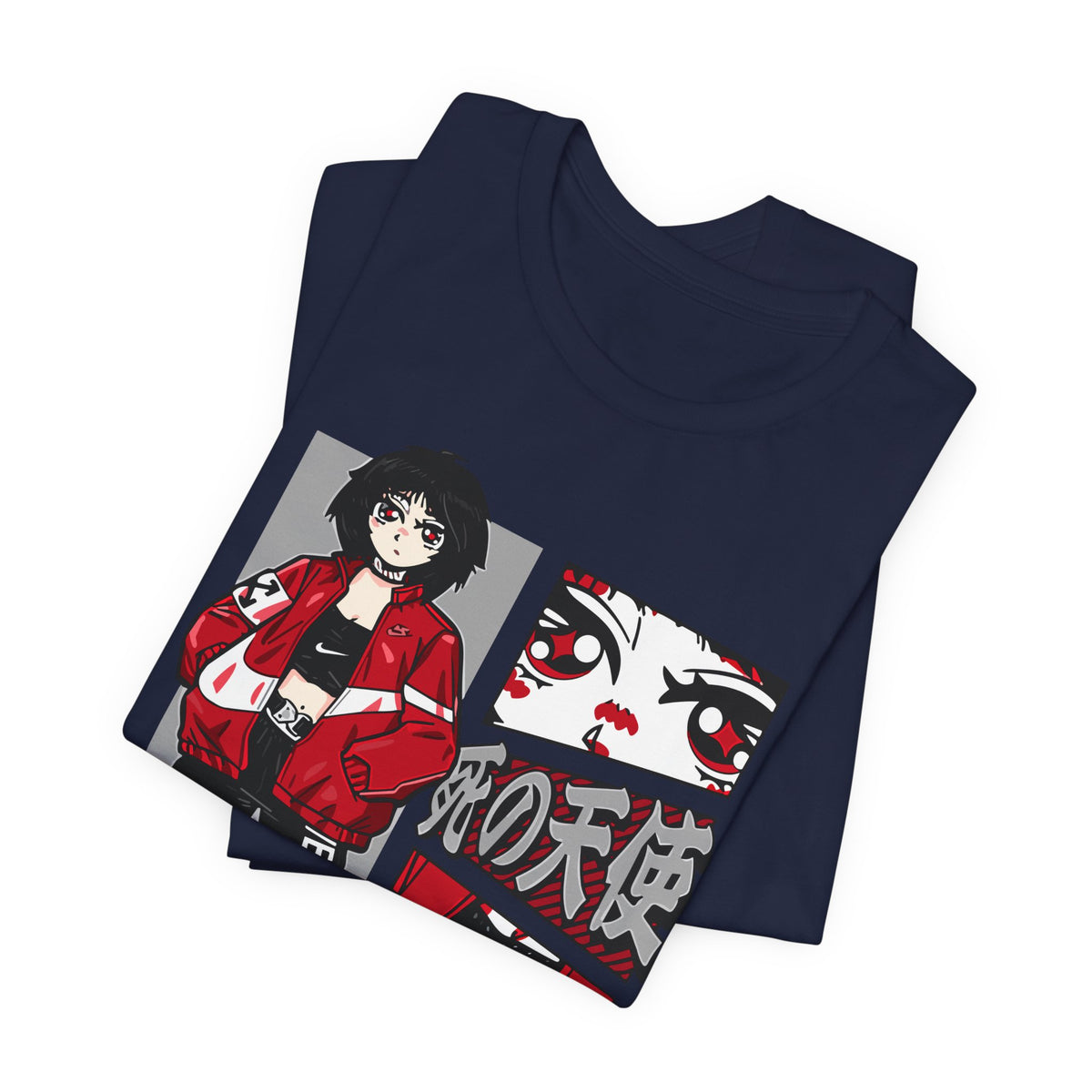 Anime Streetwear Tee — Red-Jacket Angel Graphic