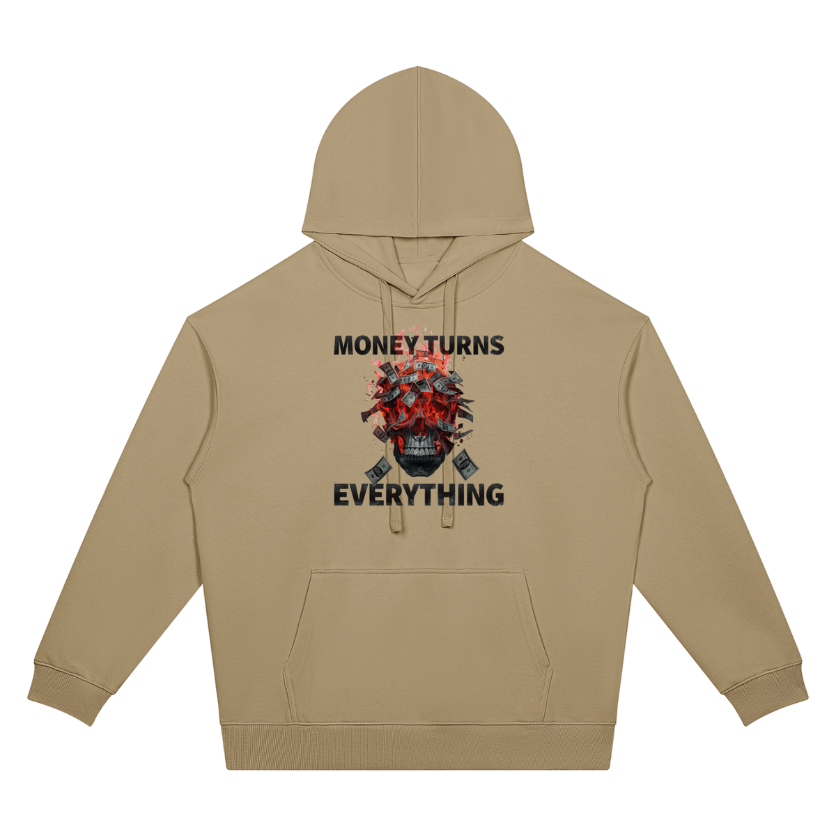 Burning Money Two-Sided Graphic Drop Shoulder Hoodie