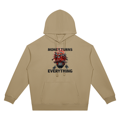 Burning Money Two-Sided Graphic Drop Shoulder Hoodie