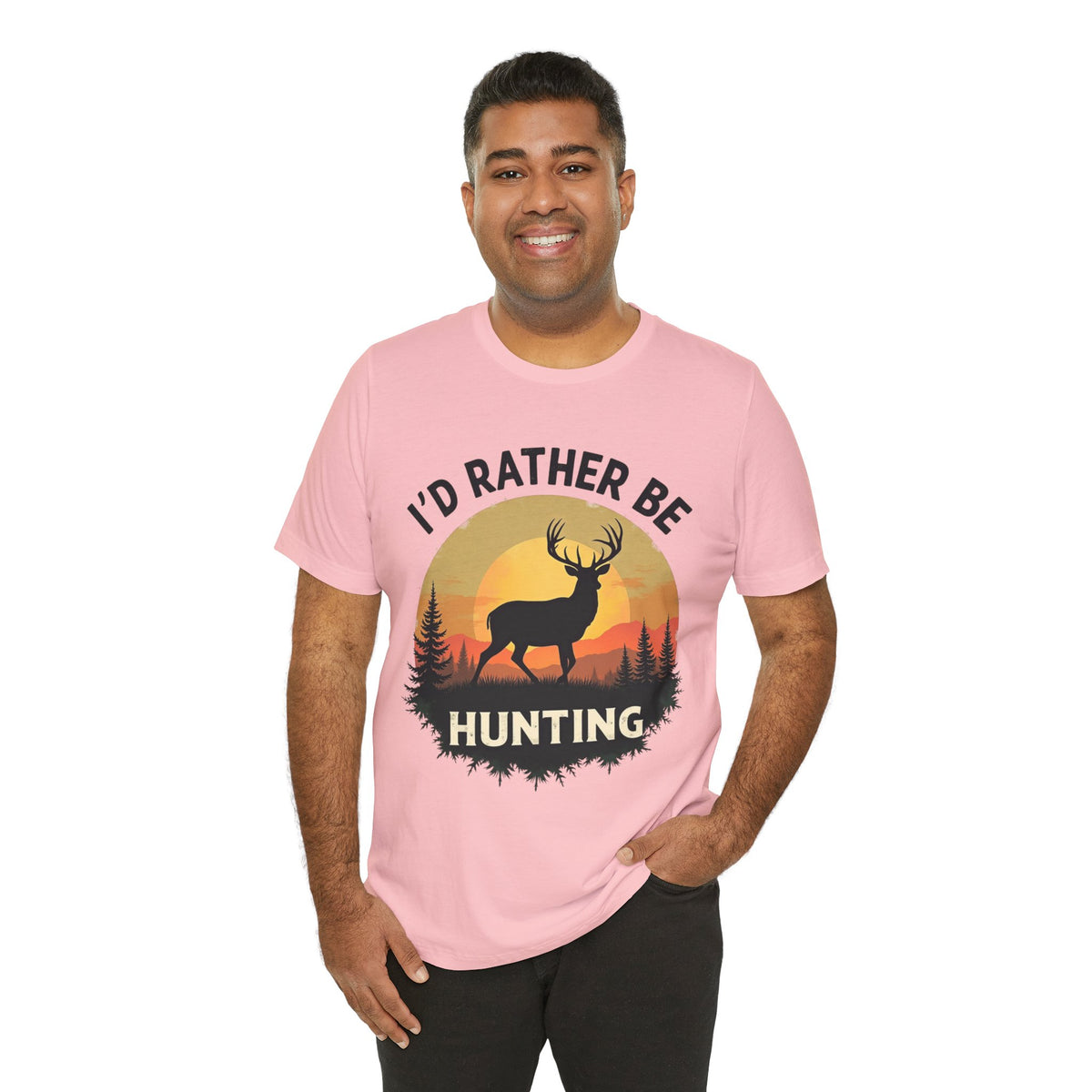 I'd Rather Be Hunting T‑Shirt — Deer Sunset Outdoor Hunting Tee