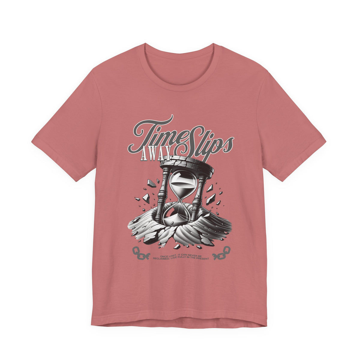 Time Slips Hourglass T‑Shirt — Vintage Black & White Graphic Tee