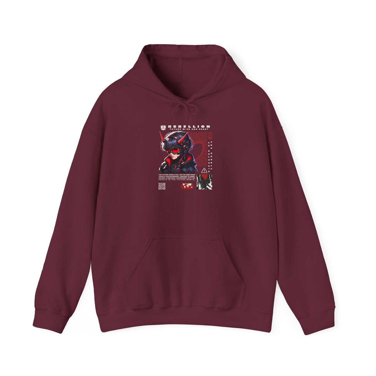 Cyber Samurai Hoodie — Futuristic Red Oni Graphic Pullover