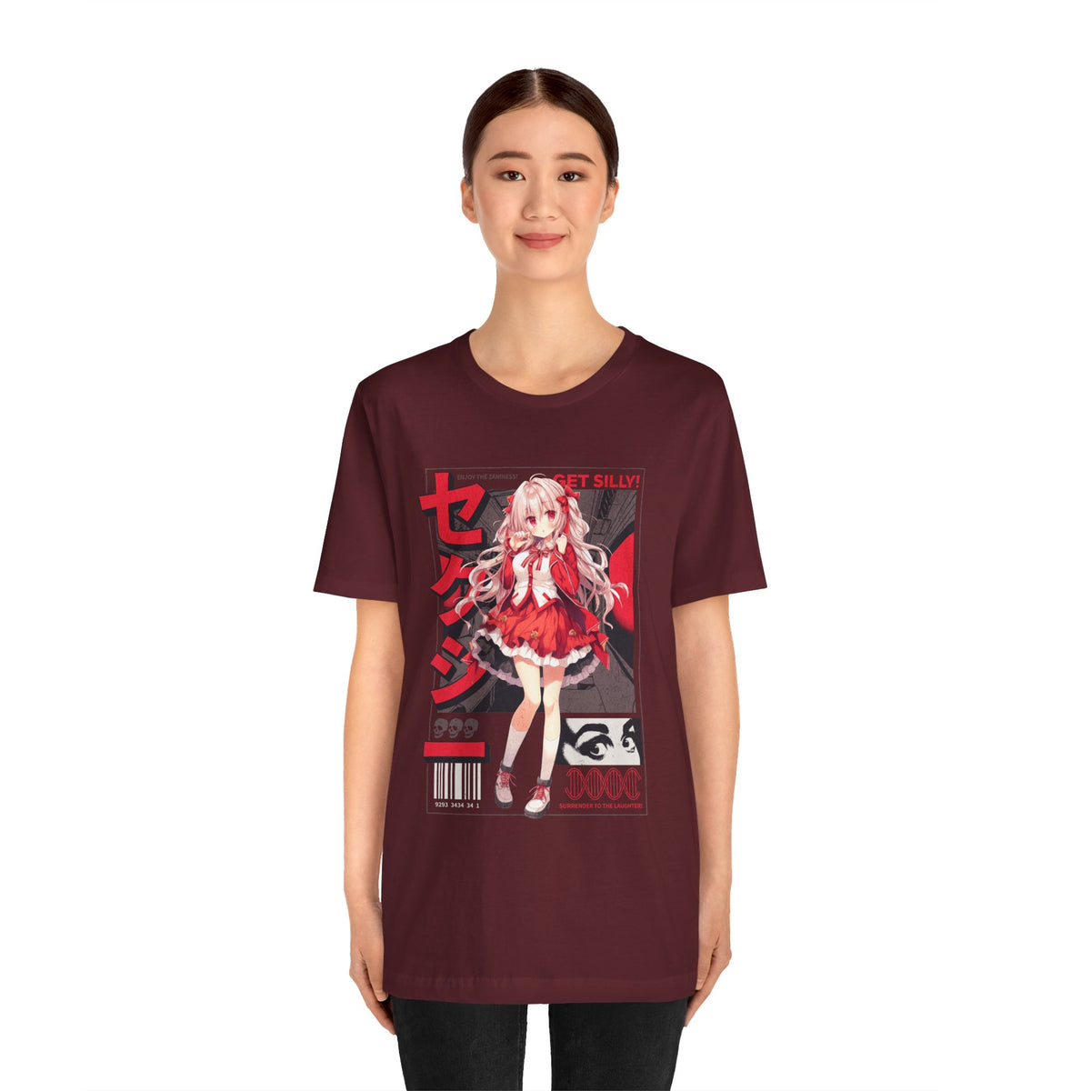 Anime Girl Graphic Tee — "Get Silly!" Red Harajuku Style T-Shirt