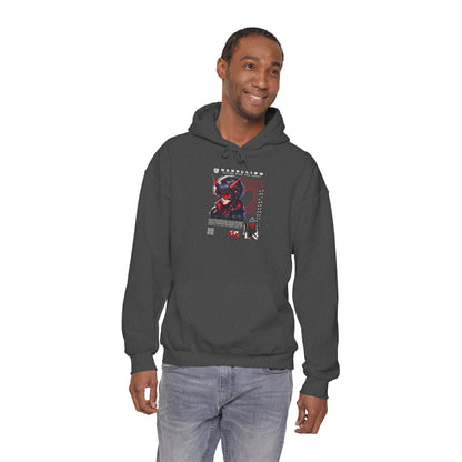 Cyber Samurai Hoodie — Futuristic Red Oni Graphic Pullover