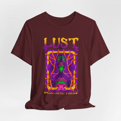 Lust Colorful Vibes Graphic Tee — Psychedelic Tarot-Inspired T-Shirt