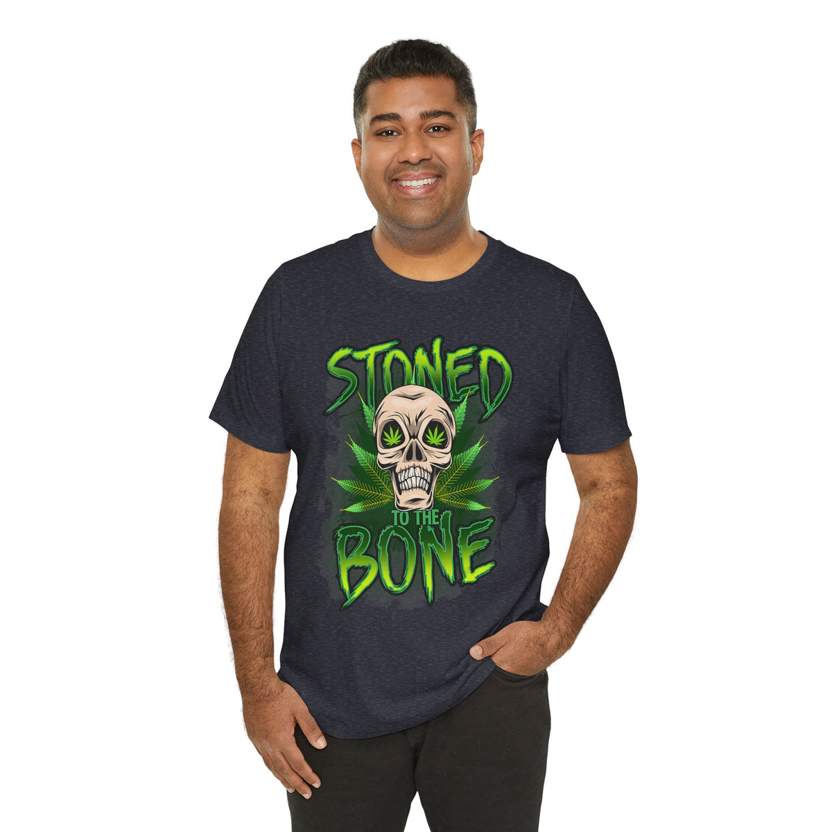 Stoned to the Bone Skull Tee — Cannabis Leaf Graphic T-Shirt