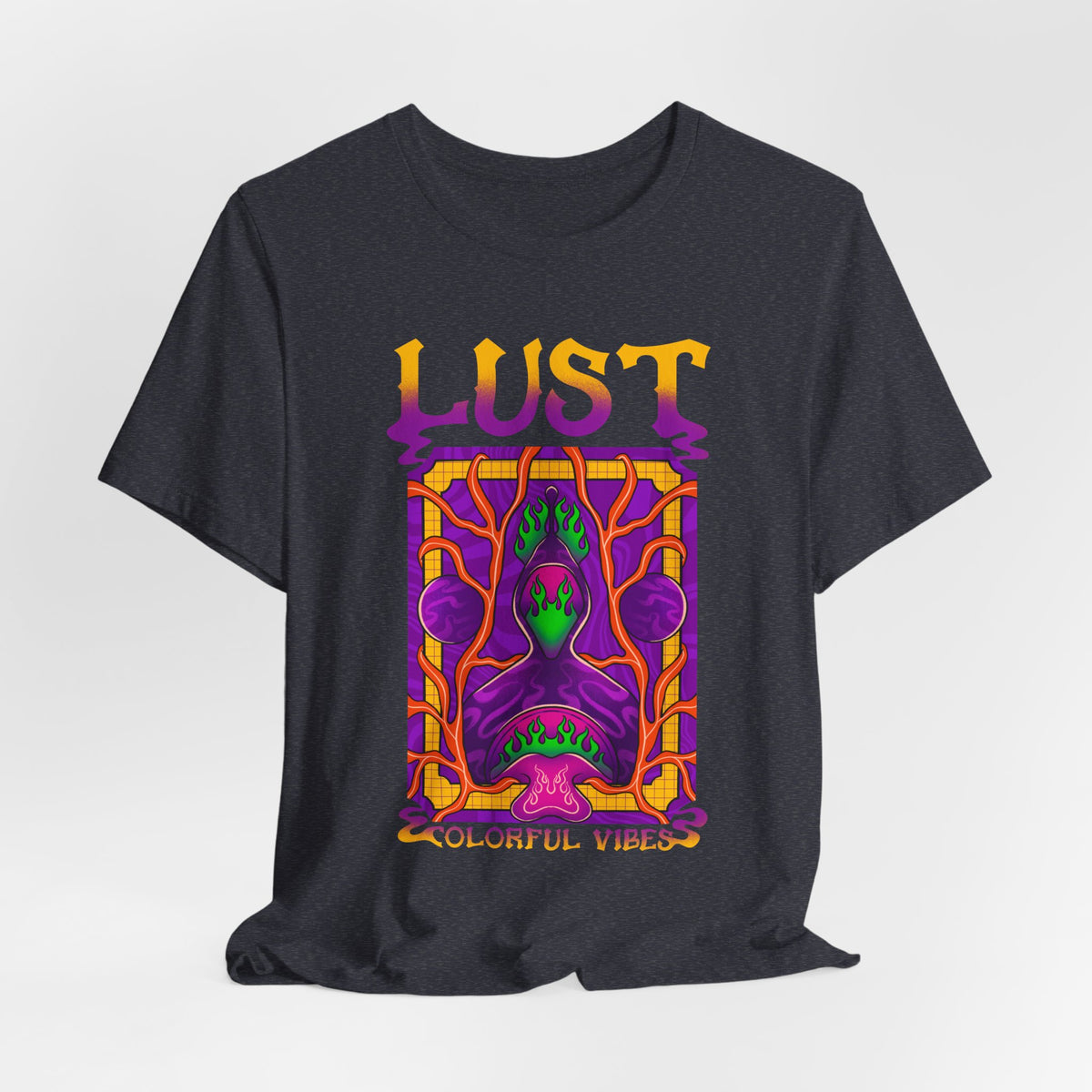 Lust Colorful Vibes Graphic Tee — Psychedelic Tarot-Inspired T-Shirt