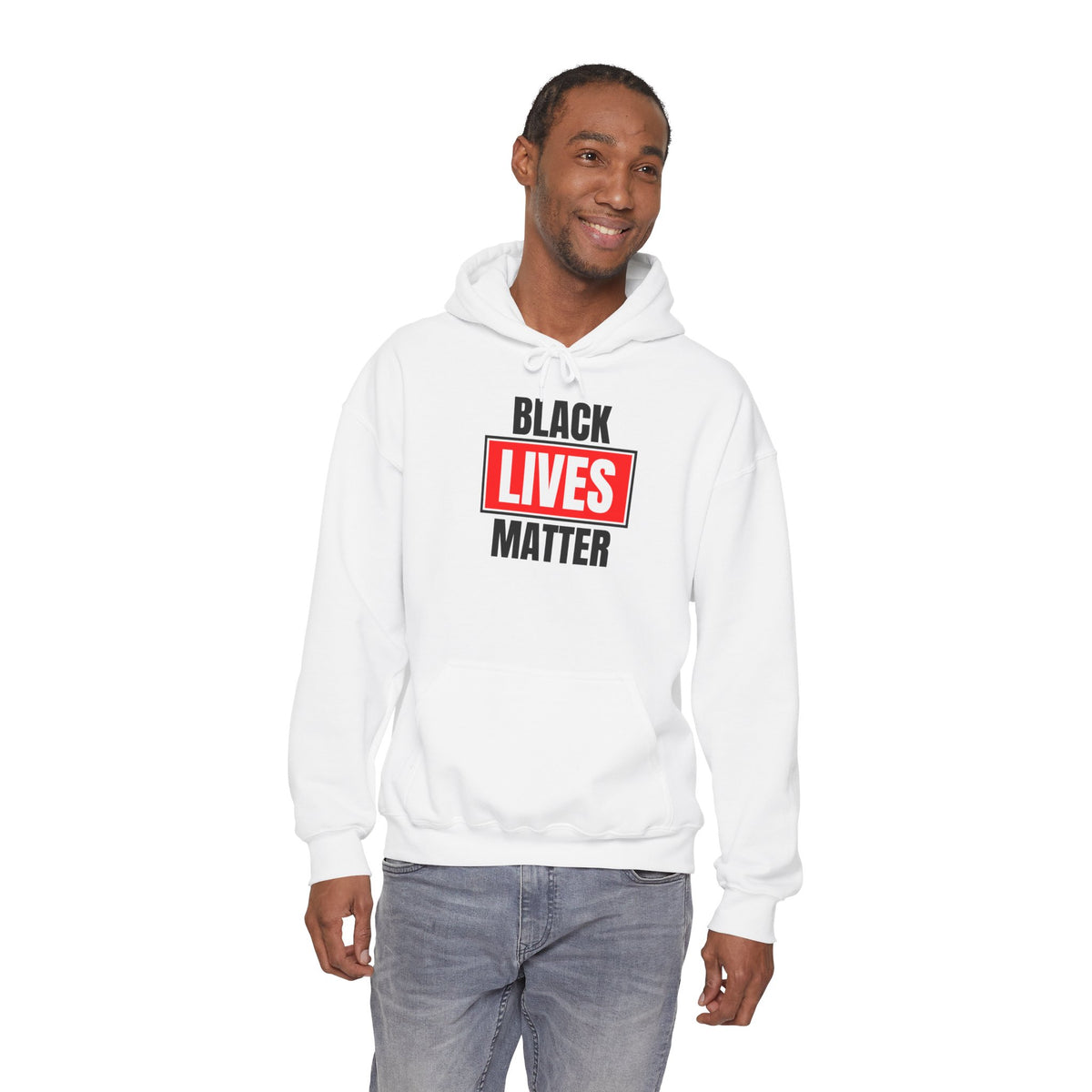 Black Lives Matter Hoodie — Bold Red Box Graphic Protest Sweatshirt