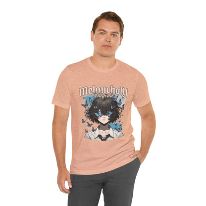 Melancholy Tragedia Anime Tee — Blue Butterflies Graphic T-Shirt