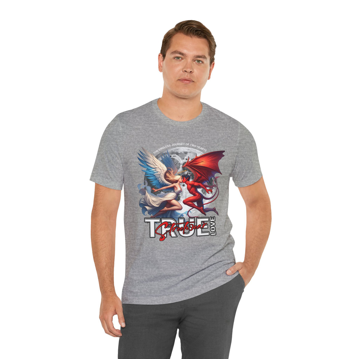 True Love Tee — Angel & Devil Heart Graphic T-Shirt