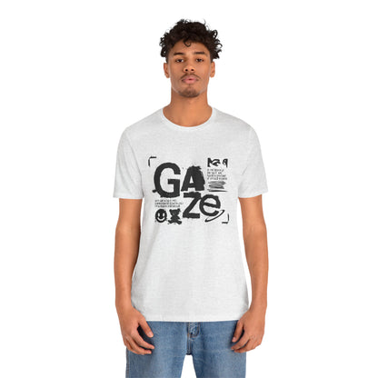 Gaze Typography Graphic Tee — Abstract Monochrome Text Art T-Shirt