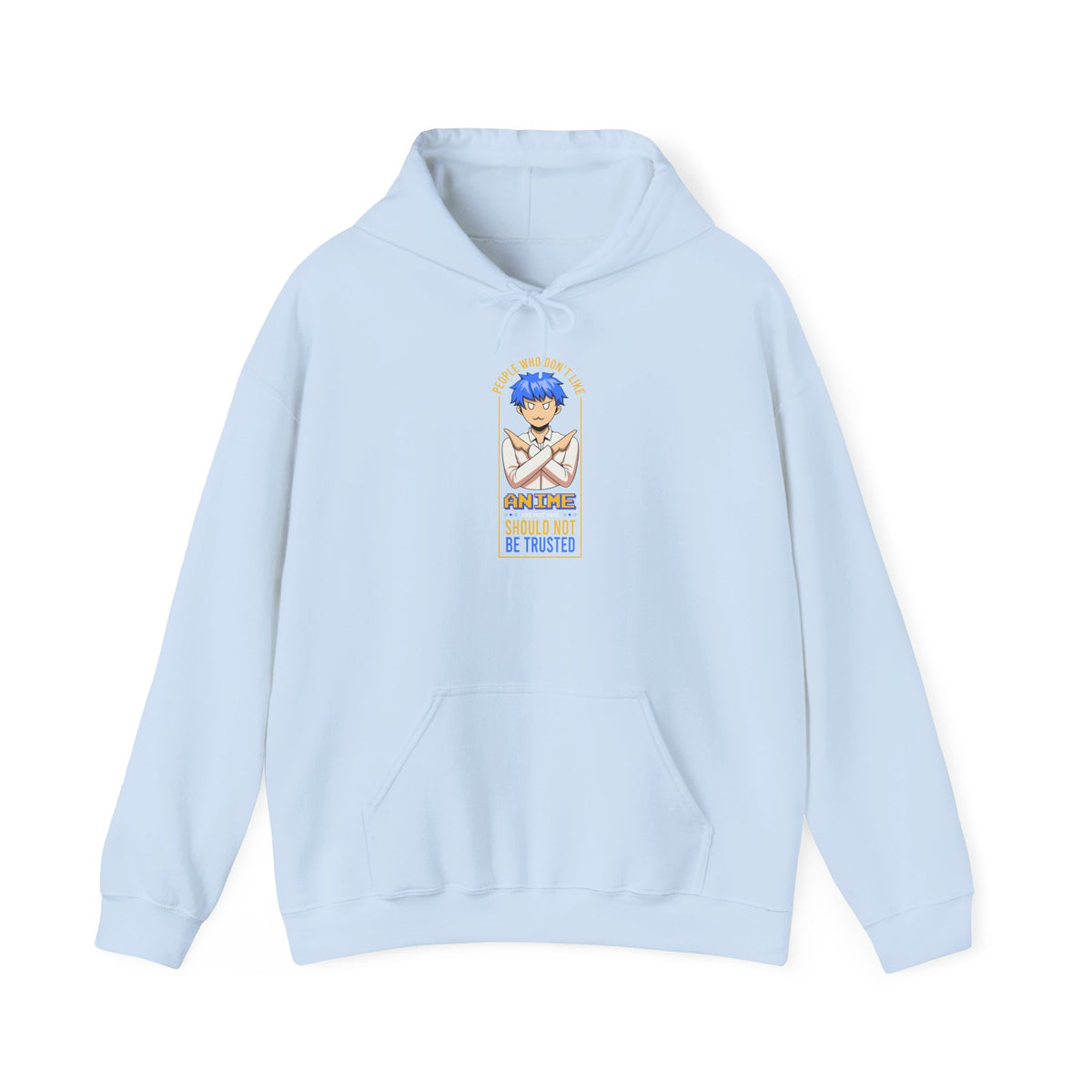 Anime Blue-Haired Character Hoodie — 'Promise to Be Trusted' Graphic Pullover