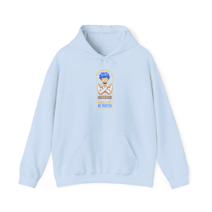 Anime Blue-Haired Character Hoodie — 'Promise to Be Trusted' Graphic Pullover