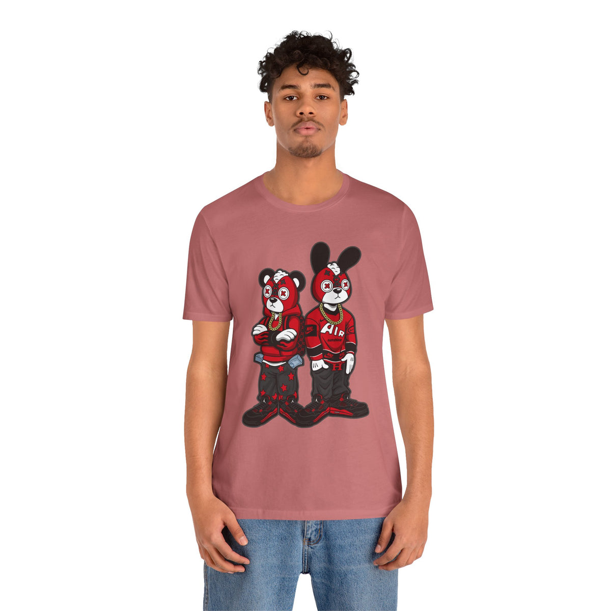 Streetwear Cartoon Bear & Bunny Tee — Hip Hop Graphic T-Shirt