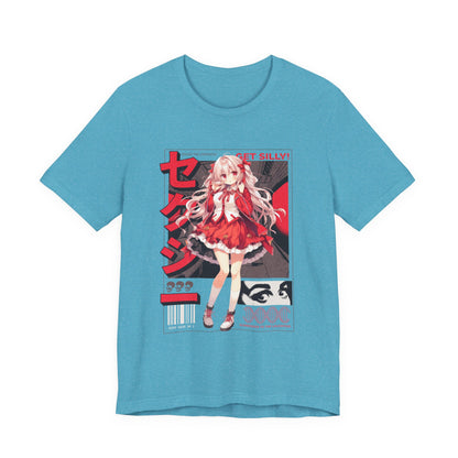 Anime Girl Graphic Tee — "Get Silly!" Red Harajuku Style T-Shirt