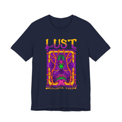 Lust Colorful Vibes Graphic Tee — Psychedelic Tarot-Inspired T-Shirt