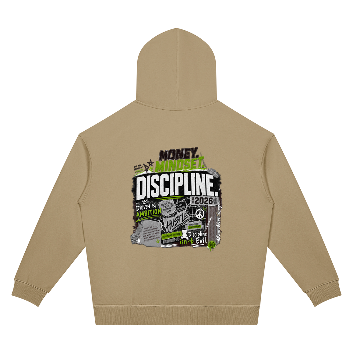 Money Mindset Discipline Two-Sided Graphic Hoodie