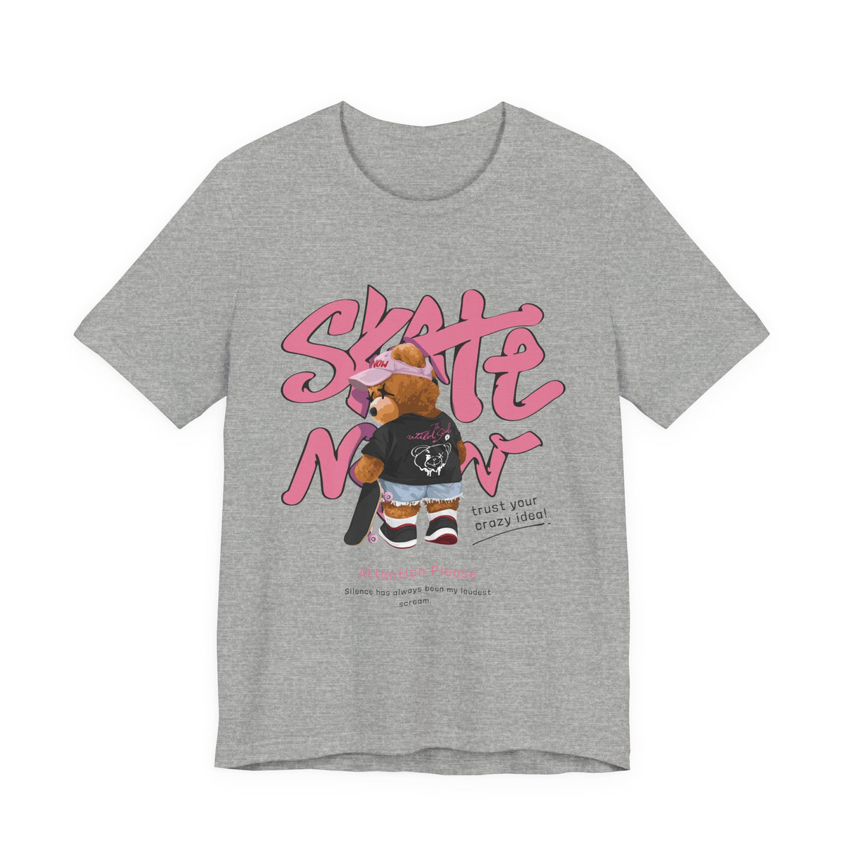 Skate Mom Bear Tee — Cute Pink Skateboard Graphic T-Shirt