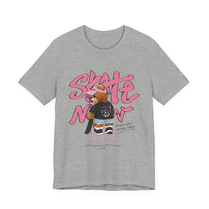 Skate Mom Bear Tee — Cute Pink Skateboard Graphic T-Shirt