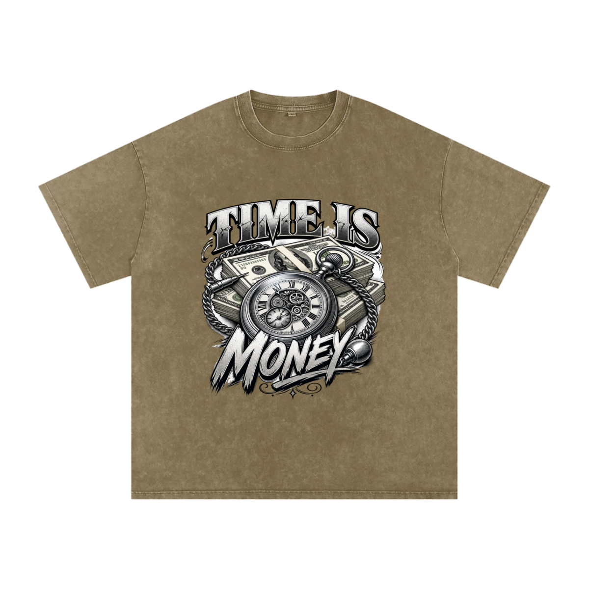 Time Is Money Snow-Washed Cotton Graphic Tee