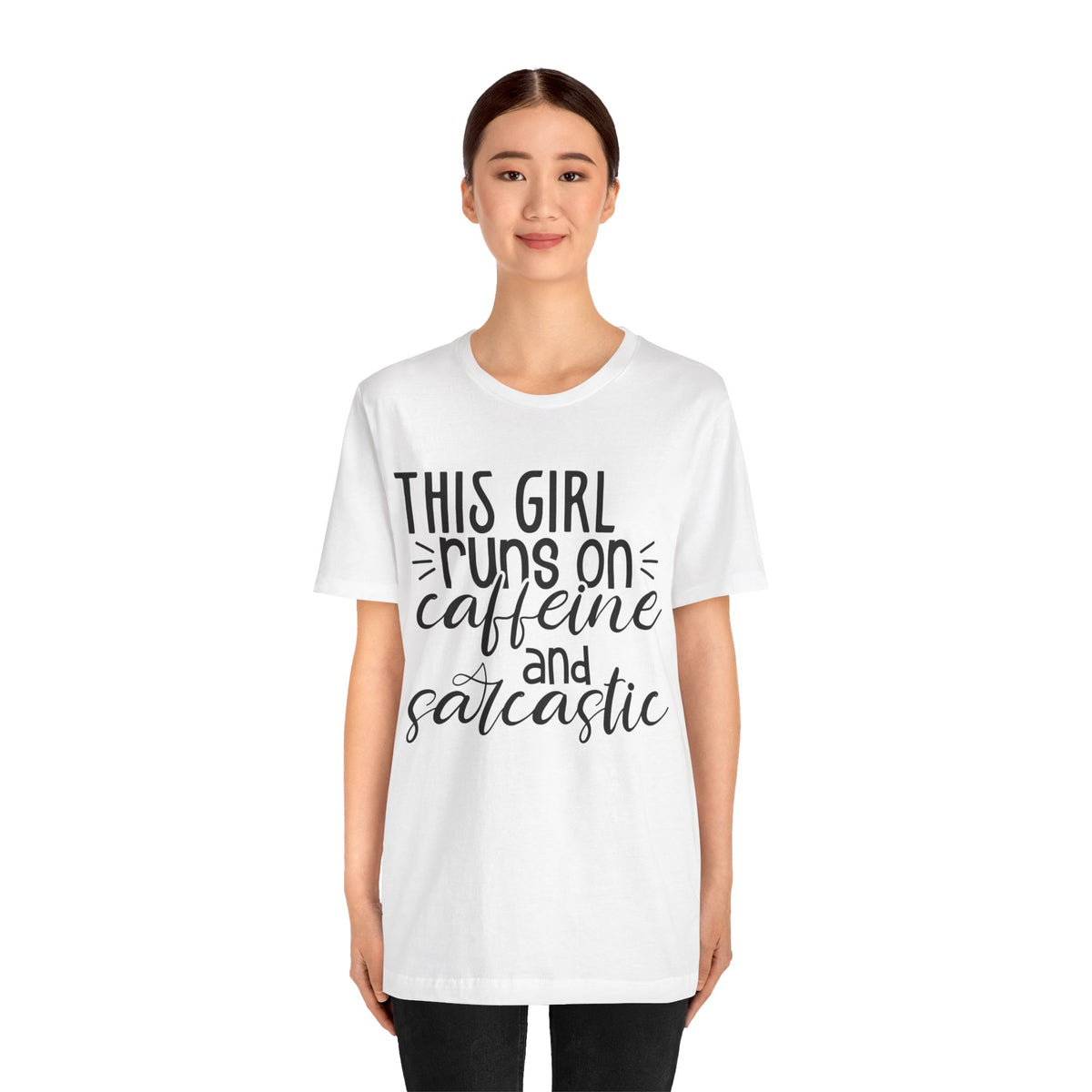 Funny Women’s Tee — "This Girl Runs on Caffeine and Sarcastic"