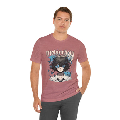 Melancholy Tragedia Anime Tee — Blue Butterflies Graphic T-Shirt