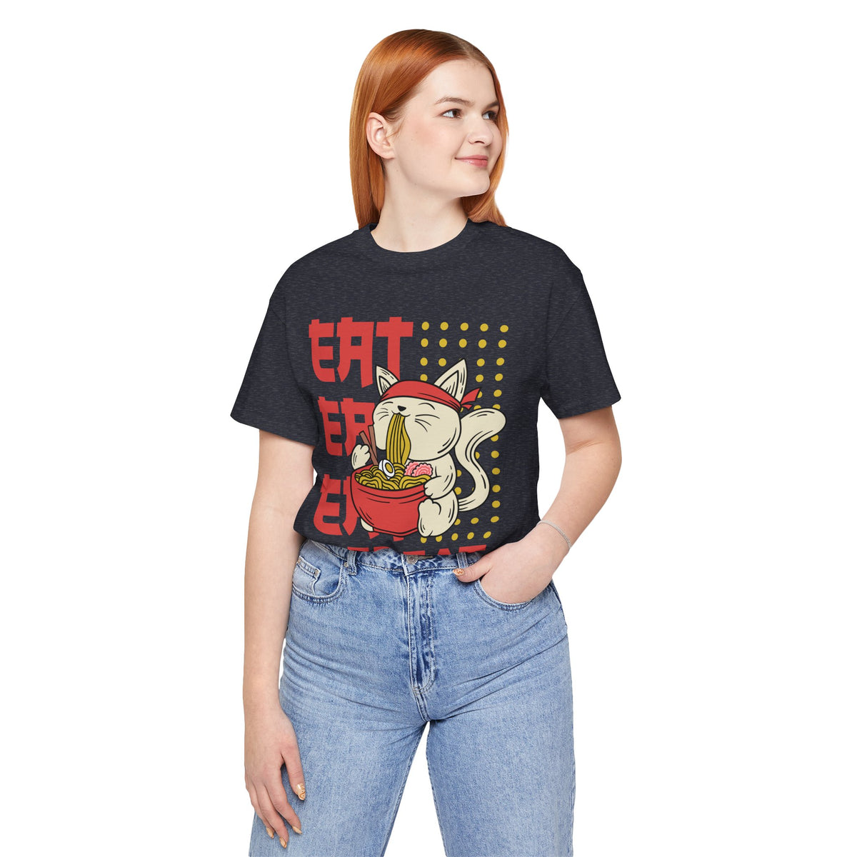 Ramen Cat Tee — "Eat Sleep Repeat" Cute Noodle Lover T-Shirt