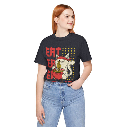 Ramen Cat Tee — "Eat Sleep Repeat" Cute Noodle Lover T-Shirt