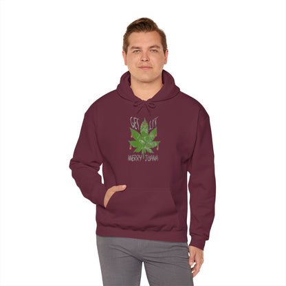 Cannabis Leaf Hoodie - "Get High" Retro Green Graphic Pullover