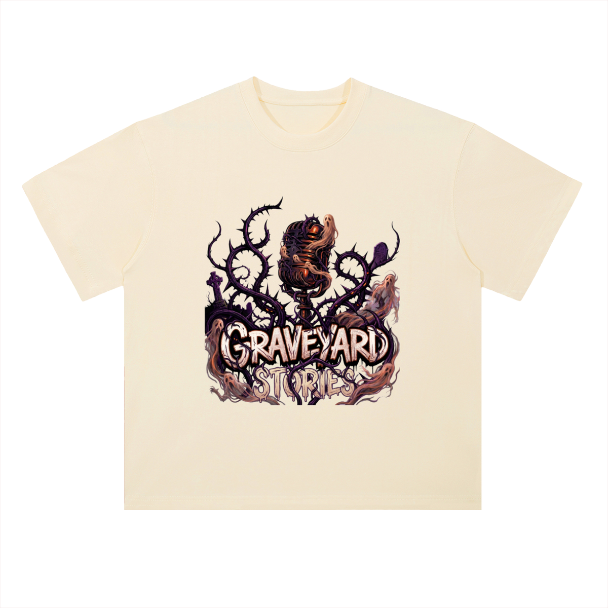 Graveyard Stories Gothic Horror Graphic Drop Shoulder Tee